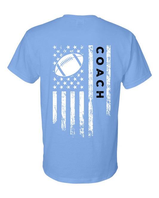 COACH /U.S.A. FLAG T-Shirt - ADULT Black Lettering/White Flag