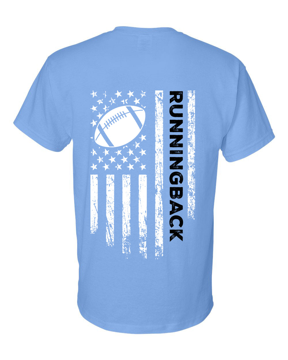 RUNNINGBACK /U.S.A. FLAG T-Shirt - ADULT Black Lettering/White Flag