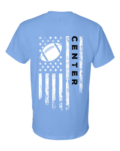 CENTER /U.S.A. FLAG T-Shirt - ADULT Black Lettering/White Flag