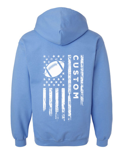 CUSTOM/U.S.A. FLAG HOODIE - ADULT White Lettering/ White Flag