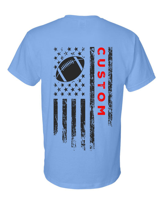 CUSTOM /U.S.A. FLAG T-Shirt - ADULT Red Lettering/Black Flag
