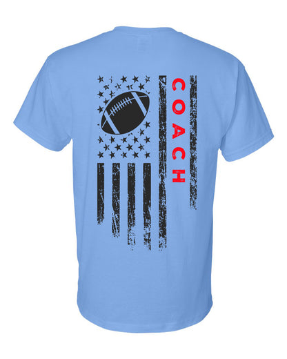 COACH /U.S.A. FLAG T-Shirt - ADULT Red Lettering/Black Flag