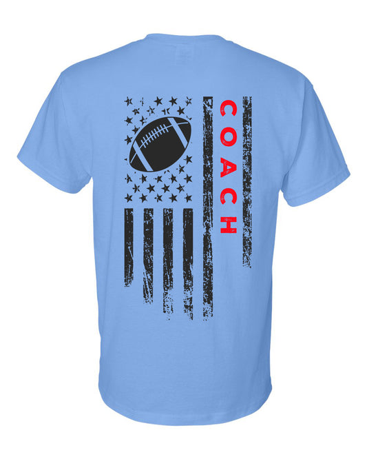 COACH /U.S.A. FLAG T-Shirt - ADULT Red Lettering/Black Flag