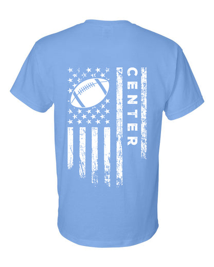 CENTER /U.S.A. FLAG T-Shirt - ADULT White Lettering/White Flag