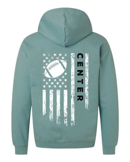 CENTER /U.S.A. FLAG HOODIE - ADULT Black Lettering/White Flag
