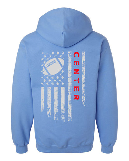 CENTER /U.S.A. FLAG HOODIE - ADULT Red Lettering/White Flag