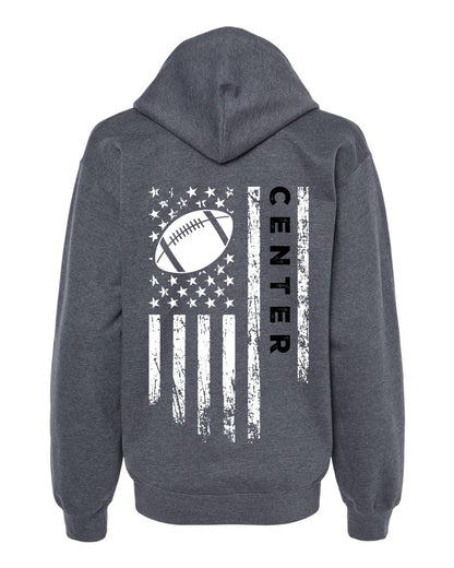 CENTER /U.S.A. FLAG HOODIE - ADULT Black Lettering/White Flag