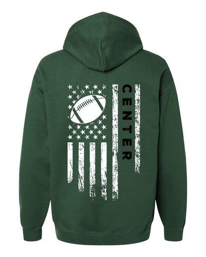 CENTER /U.S.A. FLAG HOODIE - ADULT Black Lettering/White Flag