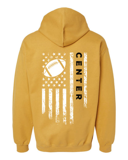 CENTER /U.S.A. FLAG HOODIE - ADULT Black Lettering/White Flag