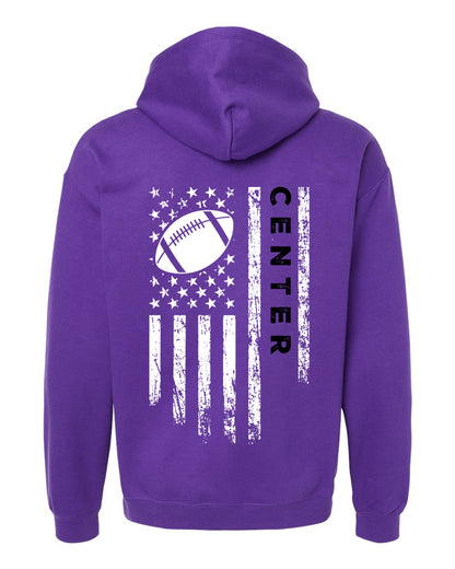 CENTER /U.S.A. FLAG HOODIE - ADULT Black Lettering/White Flag