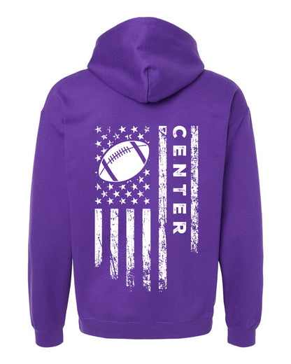 CENTER /U.S.A. FLAG HOODIE - ADULT White Lettering & Flag