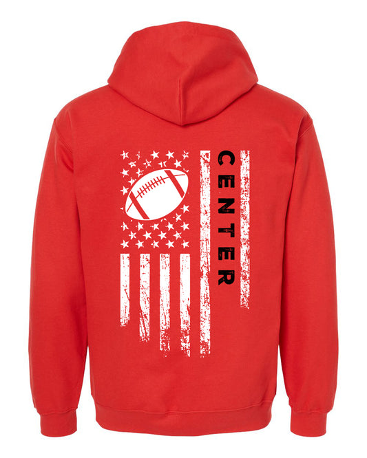 CENTER /U.S.A. FLAG HOODIE - ADULT Black Lettering/White Flag