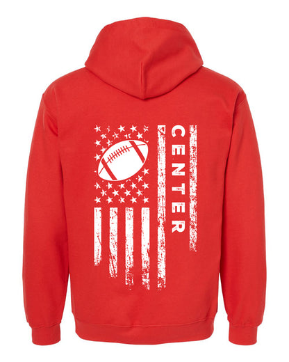 CENTER /U.S.A. FLAG HOODIE - ADULT White Lettering & Flag