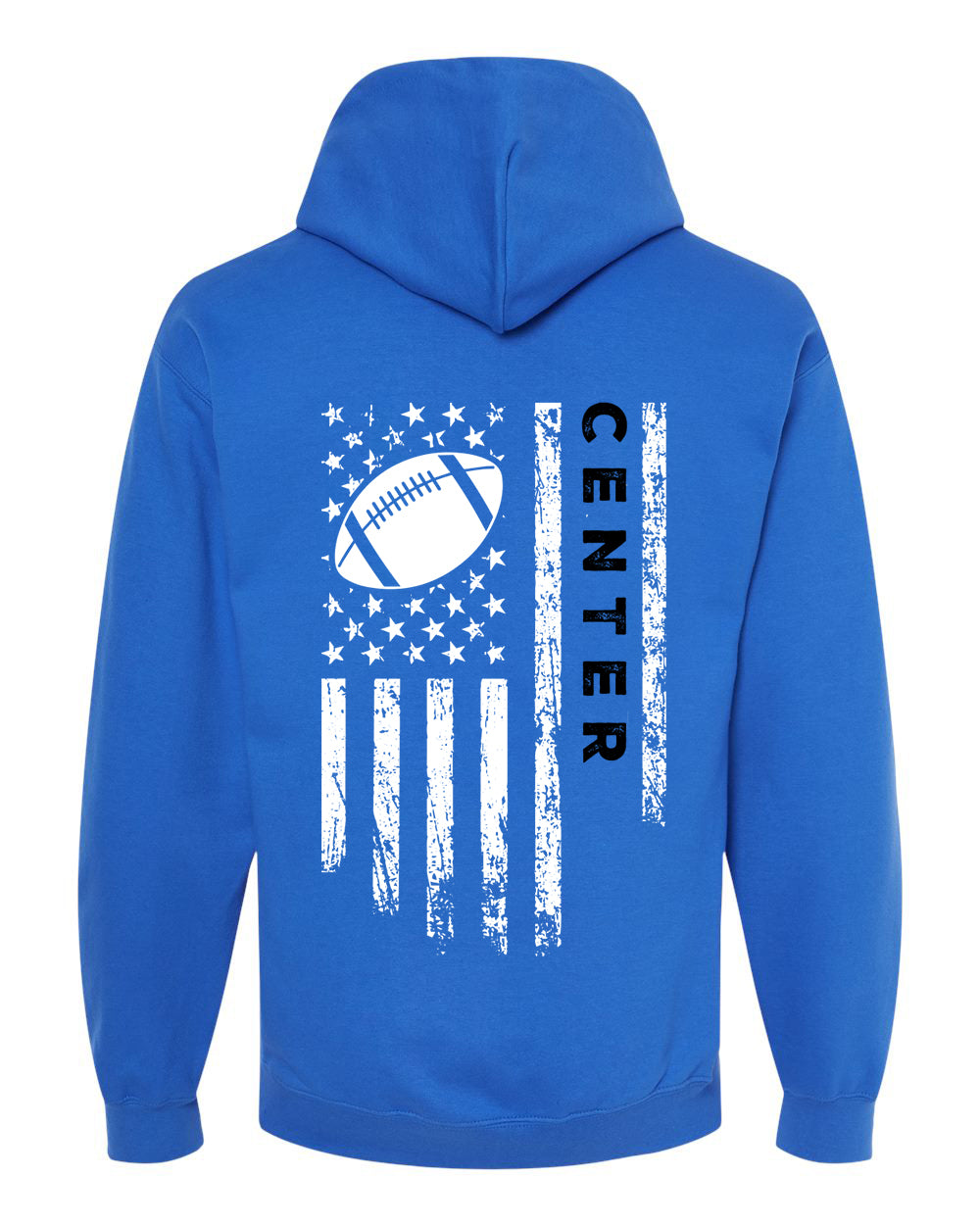 CENTER /U.S.A. FLAG HOODIE - ADULT Black Lettering/White Flag