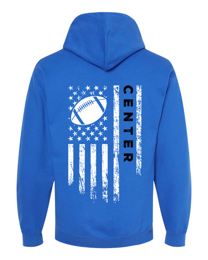 CENTER /U.S.A. FLAG HOODIE - ADULT Black Lettering/White Flag