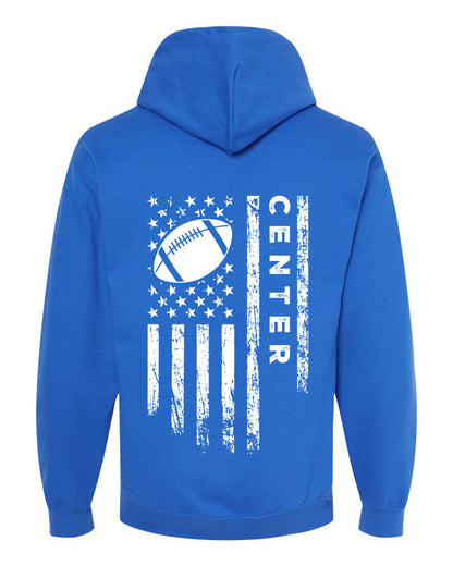 CENTER /U.S.A. FLAG HOODIE - ADULT White Lettering & Flag