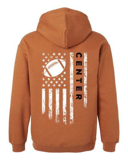 CENTER /U.S.A. FLAG HOODIE - ADULT Black Lettering/White Flag
