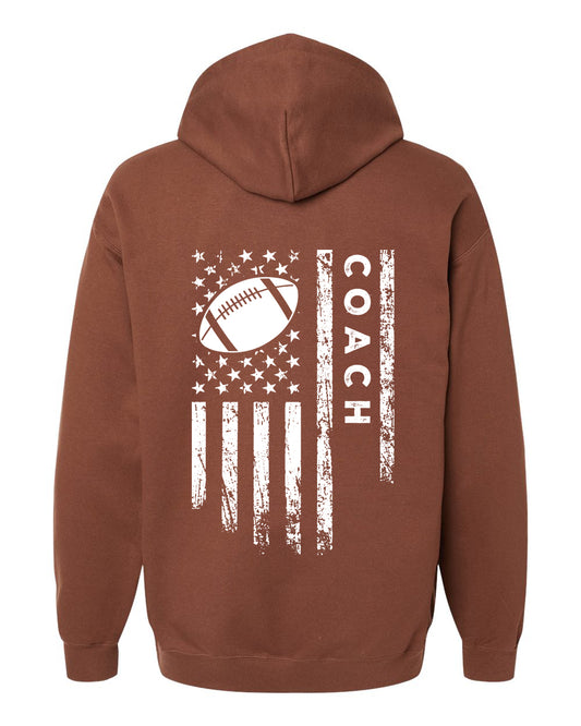 COACH / U.S.A. FLAG HOODIE - ADULT White Lettering/White Flag