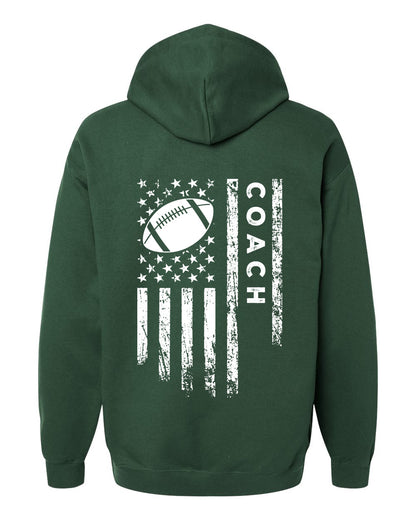 COACH / U.S.A. FLAG HOODIE - ADULT White Lettering/White Flag