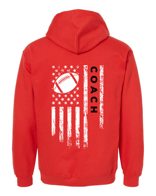 COACH /U.S.A. FLAG HOODIE - ADULT Black Lettering/white Flag