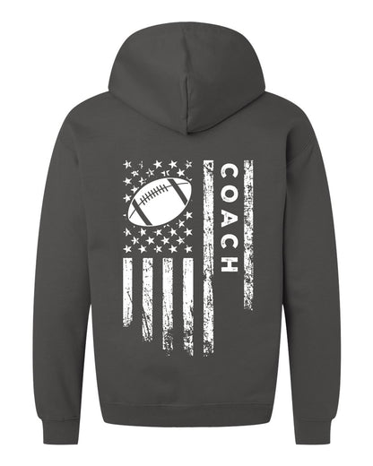 COACH / U.S.A. FLAG HOODIE - ADULT White Lettering/White Flag