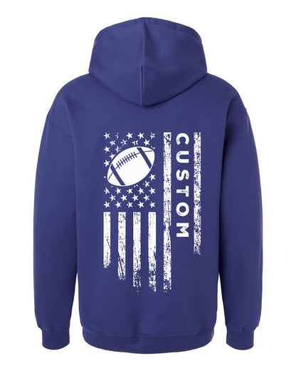 CUSTOM/U.S.A. FLAG HOODIE - ADULT White Lettering/ White Flag