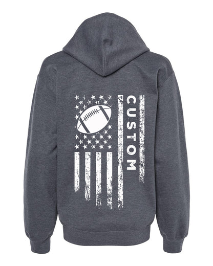 CUSTOM/U.S.A. FLAG HOODIE - ADULT White Lettering/ White Flag