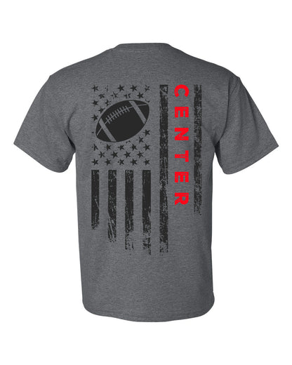 CENTER /U.S.A. FLAG T-Shirt - ADULT Red Lettering/Black Flag