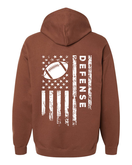 DEFENSE /U.S.A. FLAG HOODIE - ADULT White Lettering/White Flag