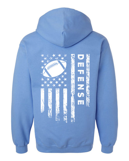 DEFENSE /U.S.A. FLAG HOODIE - ADULT White Lettering/White Flag