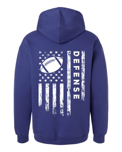 DEFENSE /U.S.A. FLAG HOODIE - ADULT White Lettering/White Flag