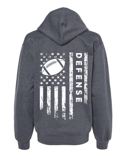 DEFENSE /U.S.A. FLAG HOODIE - ADULT White Lettering/White Flag