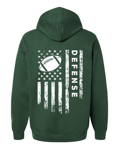 DEFENSE /U.S.A. FLAG HOODIE - ADULT White Lettering/White Flag