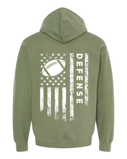 DEFENSE /U.S.A. FLAG HOODIE - ADULT White Lettering/White Flag