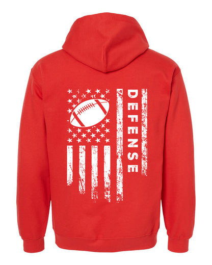 DEFENSE /U.S.A. FLAG HOODIE - ADULT White Lettering/White Flag