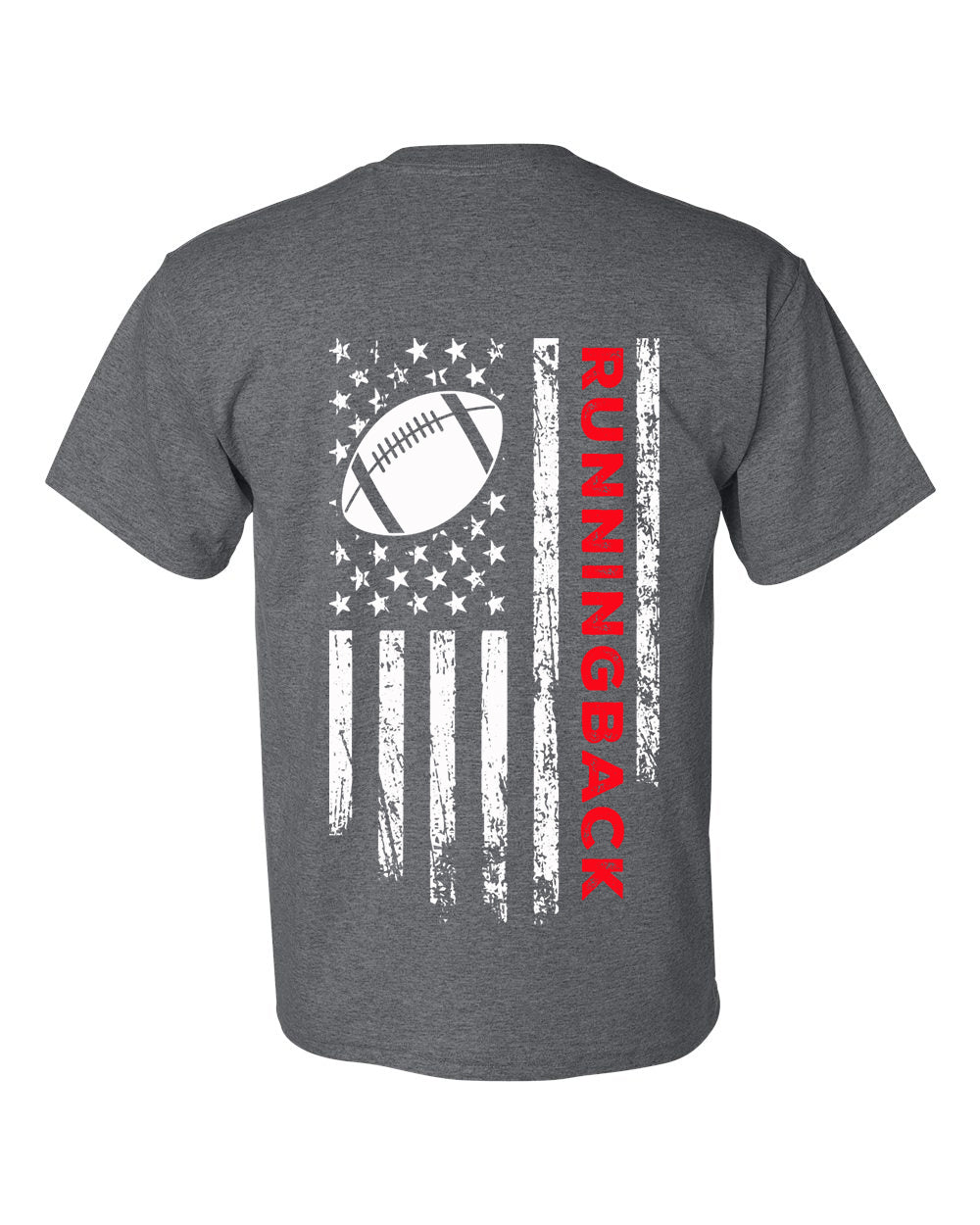 RUNNINGBACK /U.S.A. FLAG T-Shirt - ADULT Red Lettering/White Flag
