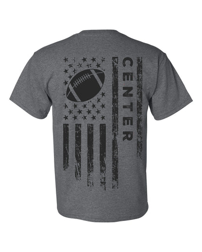 CENTER /U.S.A. FLAG T-Shirt - ADULT Black Lettering/Black Flag