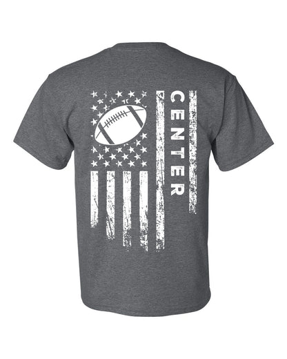 CENTER /U.S.A. FLAG T-Shirt - ADULT White Lettering/White Flag