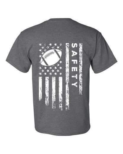 SAFETY /U.S.A. FLAG T-Shirt - ADULT White Lettering/White Flag