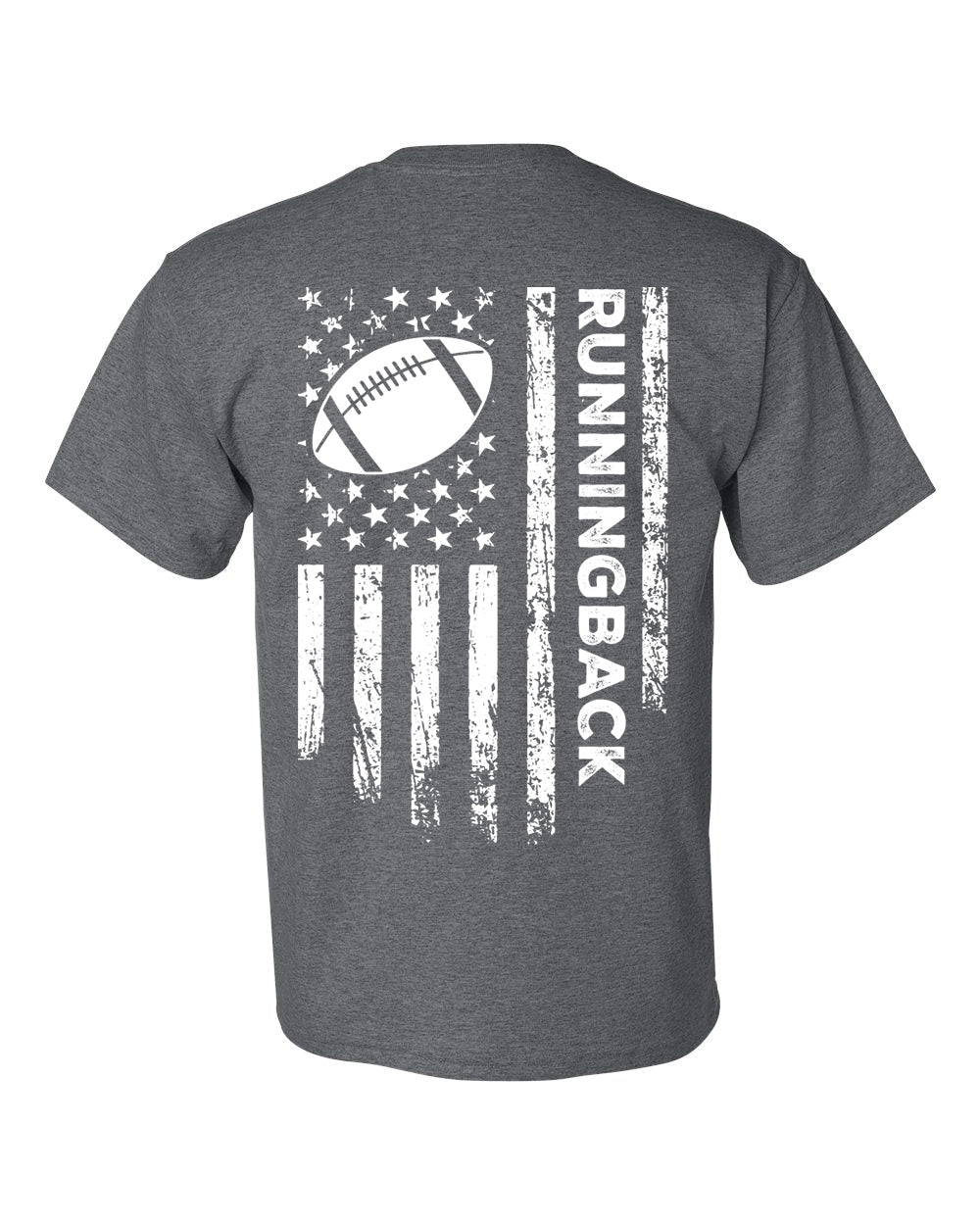 RUNNINGBACK /U.S.A. FLAG T-Shirt - ADULT White Lettering/White Flag