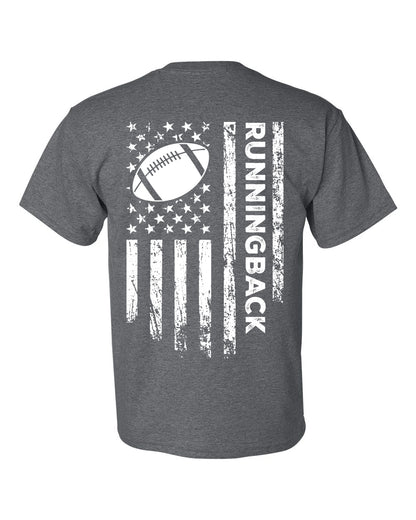 RUNNINGBACK /U.S.A. FLAG T-Shirt - ADULT White Lettering/White Flag