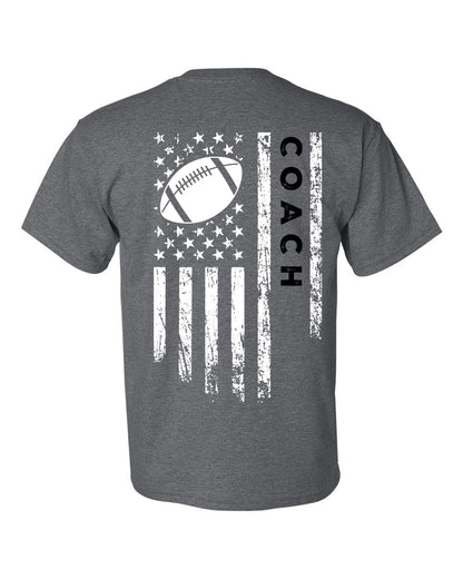 COACH /U.S.A. FLAG T-Shirt - ADULT Black Lettering/White Flag