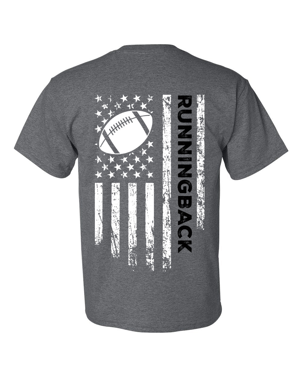 RUNNINGBACK /U.S.A. FLAG T-Shirt - ADULT Black Lettering/White Flag