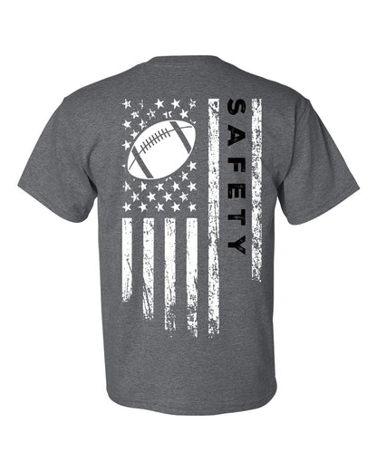 SAFETY /U.S.A. FLAG T-Shirt - ADULT Black Lettering/White Flag