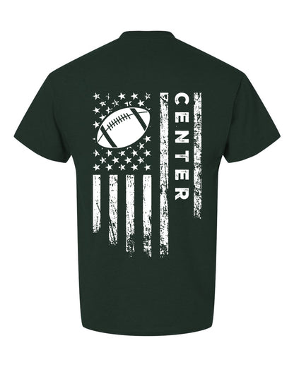 CENTER /U.S.A. FLAG T-Shirt - ADULT White Lettering/White Flag
