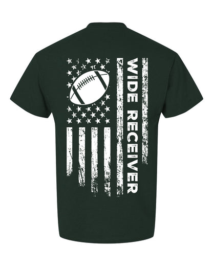 WIDE RECEIVER/U.S.A. FLAG T-Shirt - ADULT White Lettering/White Flag