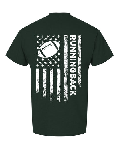 RUNNINGBACK /U.S.A. FLAG T-Shirt - ADULT White Lettering/White Flag