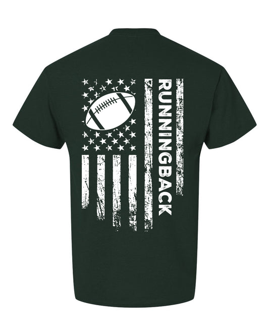RUNNINGBACK /U.S.A. FLAG T-Shirt - ADULT White Lettering/White Flag