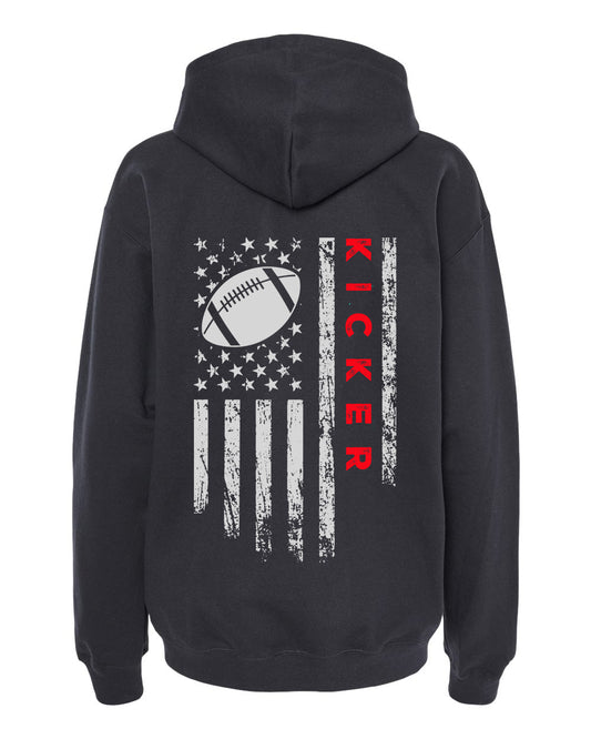 KICKER /U.S.A. FLAG HOODIE - ADULT Red Lettering/White flag