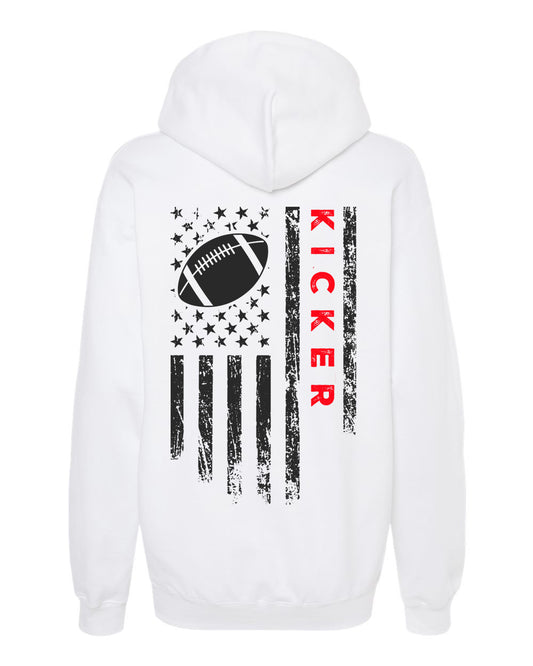 KICKER /U.S.A. FLAG HOODIE - ADULT Red Lettering/ Black Flag